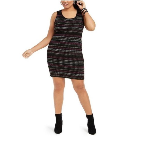 Planet Gold Plus Derek Heart Trendy Metallic-Stripe Bodycon Dress - Picture 1 of 6